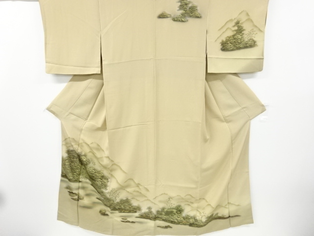 JAPANESE KIMONO / VINTAGE HOMONGI / KINSAI / SCENERY OF TEMPLE